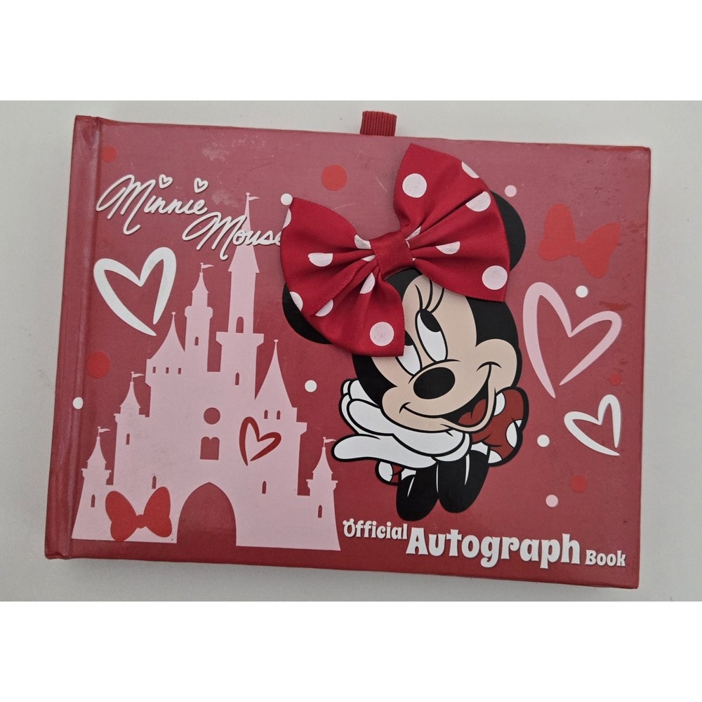 Disney Parks Official Autograph Book Minnie Mouse Red Castle 3D Bow NEW